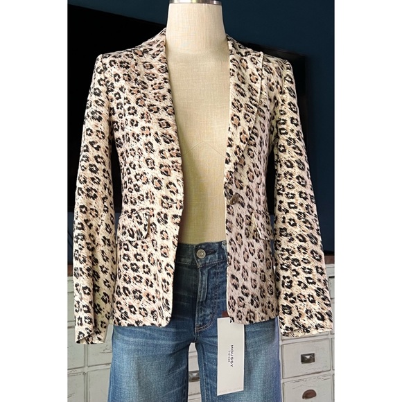 Joie Leopard 100% Linen Blazer 00 - Picture 11 of 12